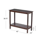 Console in legno di acacia marrone con ripiano inferiore, rettangolare, montaggio da 1 persona