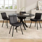 Tavolo da pranzo rotondo per 4-6 persone, nero / naturale / noce, gambe a croce in metallo