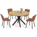 Tavolo da pranzo rotondo per 4-6 persone, nero / naturale / noce, gambe a croce in metallo