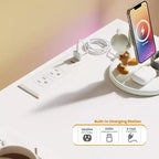 Cassettiera moderna 63" in bianco e nero a 9 cassetti con luci LED e stazione di ricarica