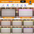 Cassettiera moderna 63" in bianco e nero a 9 cassetti con luci LED e stazione di ricarica