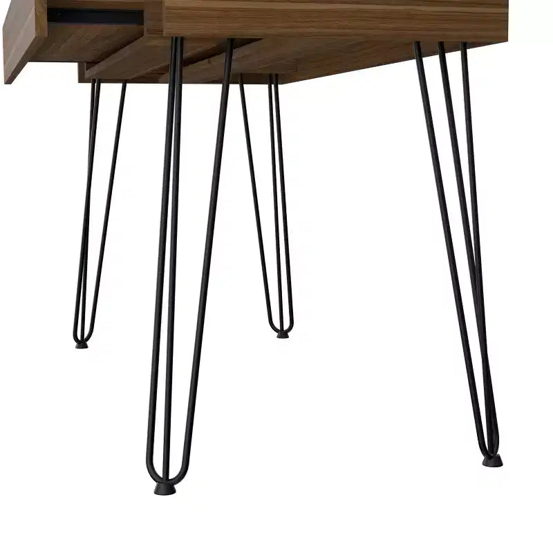 Scrivania industriale con piano in vetro nero e gambe a forcina, 1 persona