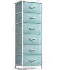 Sorbus Narrow 6 Drawers Nightstand with Steel Frame, Wood Top, Easy Pull Fabric Bins for Home, Bedroom, Office & Dorm