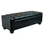 51 Ottoman with Storage, Storage Ottoman Bench with Safty Hinge, Faux Leather Upholstered Entryway Bench with Seating for Living Room, Bedroom