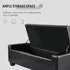 Panca pouf contenitore nera, rettangolare, in similpelle (1 posto)