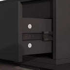 Mobile TV nero allungabile con luci LED RGB, 2 ante e 2 cassetti, adatto per TV fino a 80"