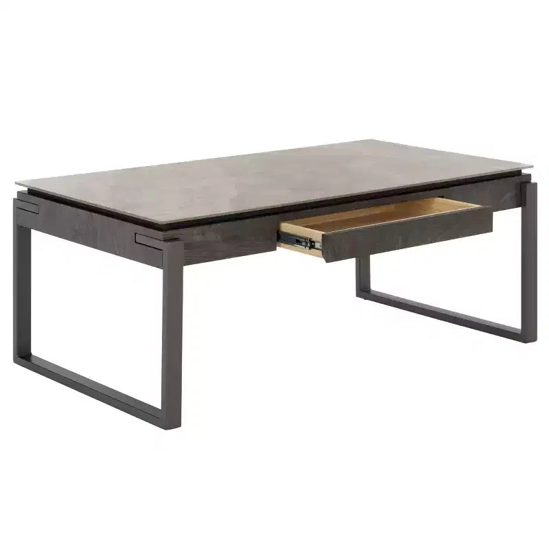 Tavolino da Caffè Rettangolare con Cassetto, Singolo - Nero / Marrone / Grigio