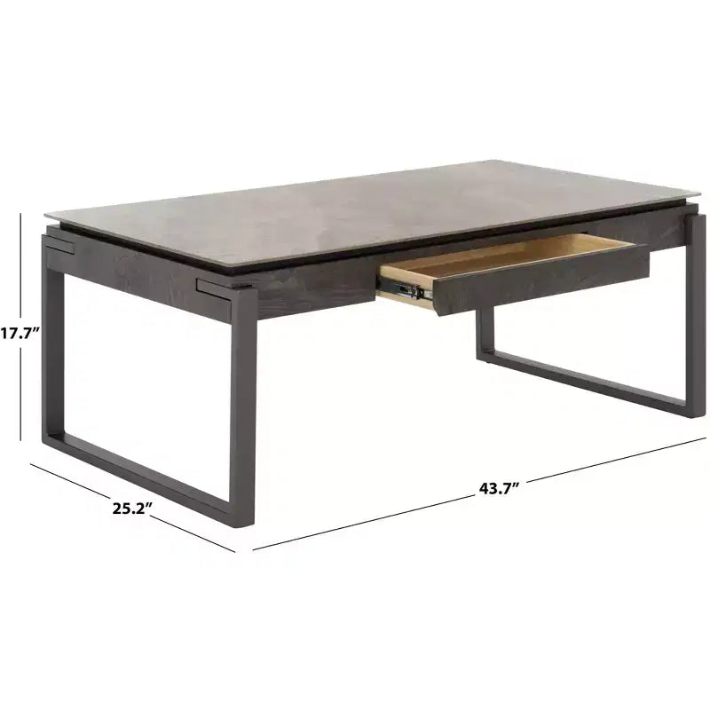 Tavolino da Caffè Rettangolare con Cassetto, Singolo - Nero / Marrone / Grigio