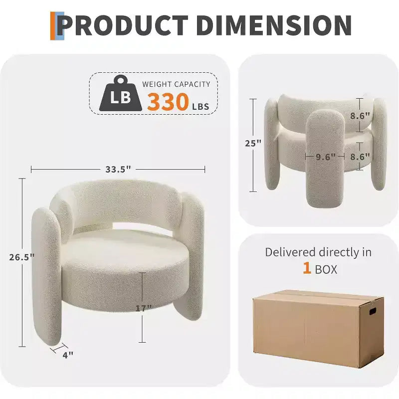 Poltroncine a botte in ciniglia grigio/bianco, con schienale aperto, set da 2