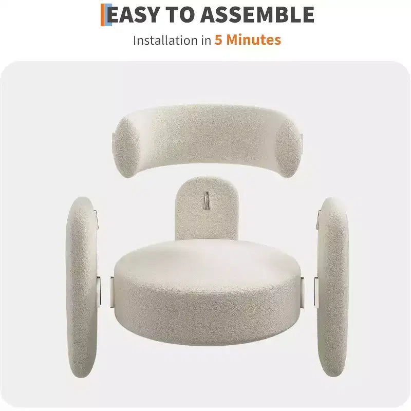 Poltroncine a botte in ciniglia grigio/bianco, con schienale aperto, set da 2