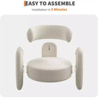 Poltroncine a botte in ciniglia grigio/bianco, con schienale aperto, set da 2