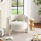 Poltroncine a botte in ciniglia grigio/bianco, con schienale aperto, set da 2