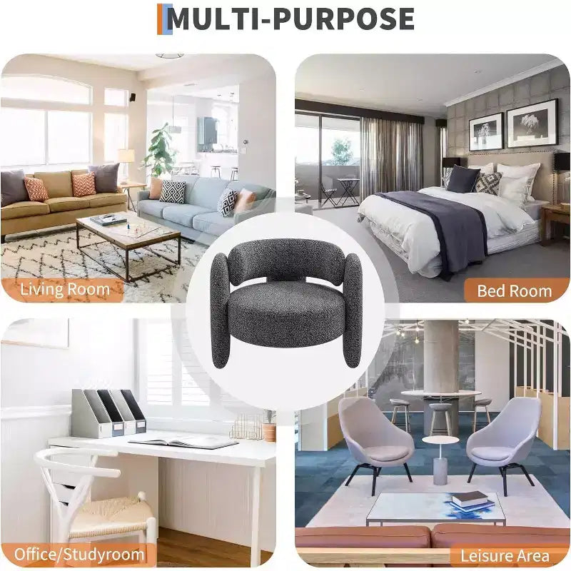 Poltroncine a botte in ciniglia grigio/bianco, con schienale aperto, set da 2