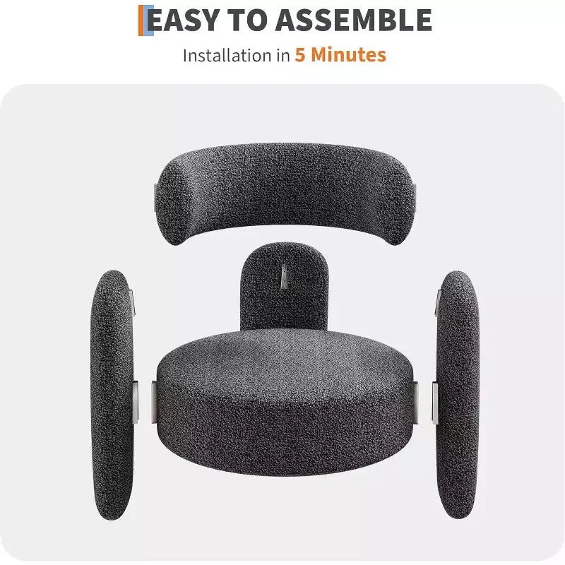 Poltroncine a botte in ciniglia grigio/bianco, con schienale aperto, set da 2