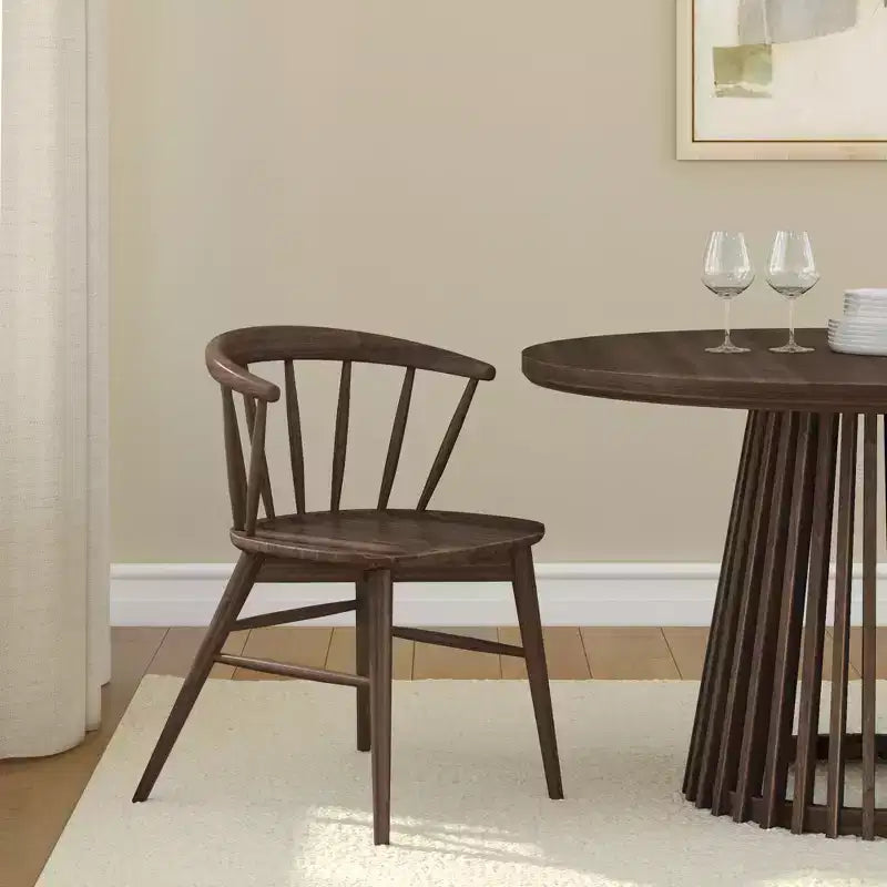 Sedia da pranzo Windsor in legno massello – Biondo / Noce, Senza braccioli, Posti a sedere 1