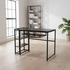35-inch folding coffee table/computer desk with storage shelves, space-saving, sturdy and durable, no assembly required.