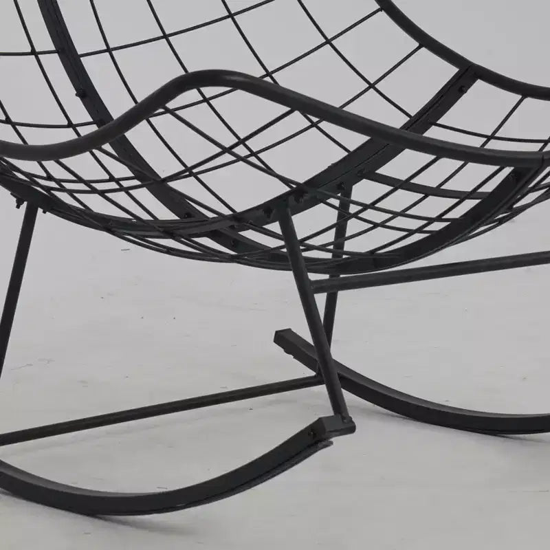 Sedia a dondolo Papasan beige con poggiapiedi, set a dondolo a uovo in 2 pezzi per 2 persone