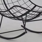 Sedia a dondolo Papasan beige con poggiapiedi, set a dondolo a uovo in 2 pezzi per 2 persone