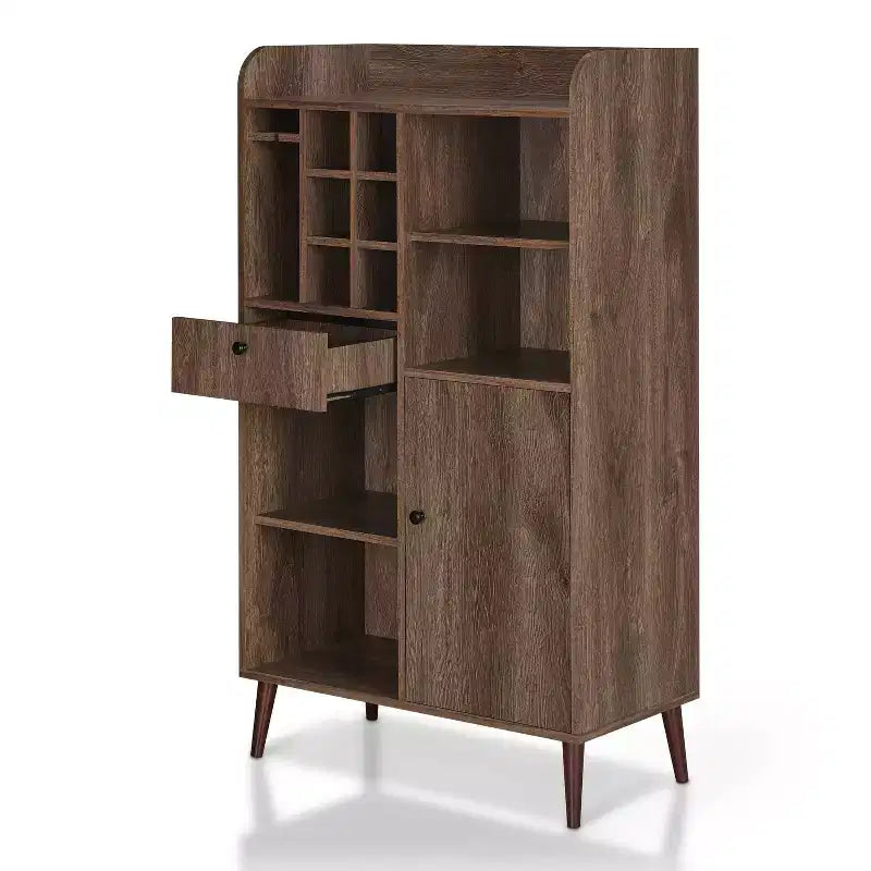 Mobile cantinetta e bar Mid-Century freestanding in noce anticato