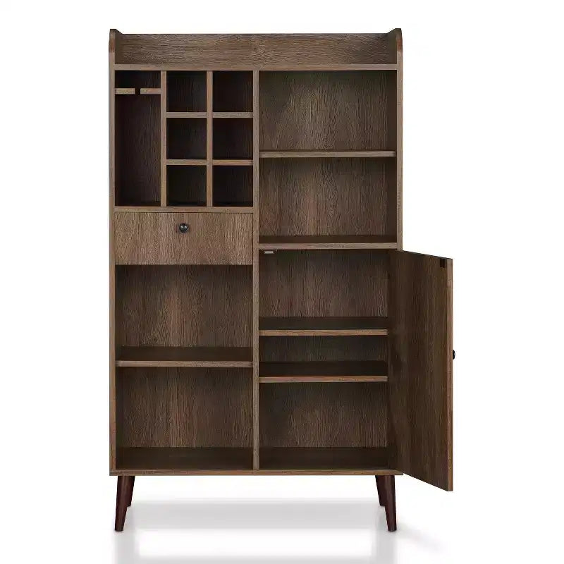 Mobile cantinetta e bar Mid-Century freestanding in noce anticato