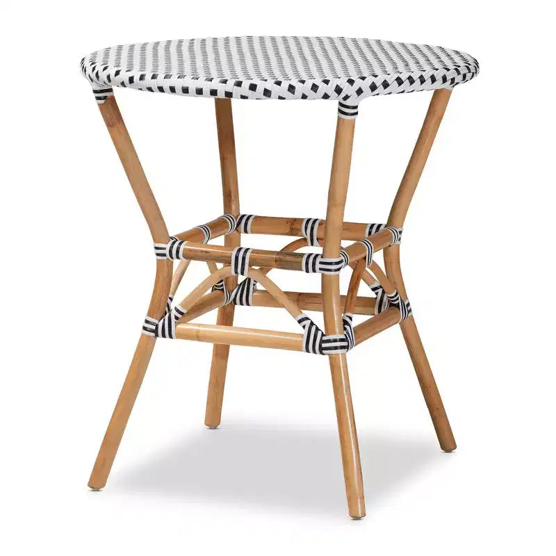 Tavor Weave and Rattan Dining Table Natural/Brown - bali & pari: Bohemian Style, 4-Seater, No Assembly Required