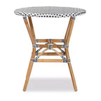 Tavolo da pranzo rotondo in rattan bianco e marrone – Stile bohémien, 4 posti a sedere
