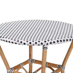Tavolo da pranzo rotondo in rattan bianco e marrone – Stile bohémien, 4 posti a sedere