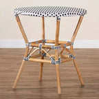 Tavolo da pranzo rotondo in rattan bianco e marrone – Stile bohémien, 4 posti a sedere