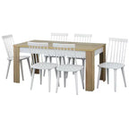 Buylateral 7pc Ericson Modern Dining Set Natural/White: Contemporary Style, Rectangle Table, 6 Chairs