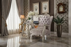 33" Versailles Fabric Chair Ivory/Bone White - Acme Furniture: Crescent Traditional Design, No Assembly Required