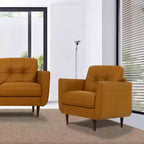 35" Radwan Chair Camel Leather - Acme Furniture: Button-Tufted, Wood Legs, No Assembly Required