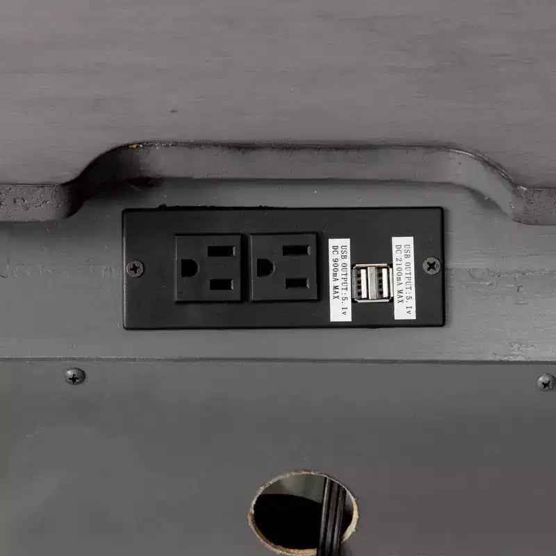 Comodino a 3 cassetti in legno rustico grigio con porte USB (1 persona)