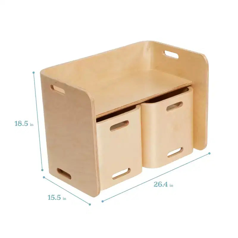 Tavolo e sedie rotondi per bambini in legno naturale, set da 3 pezzi, 2 posti a sedere