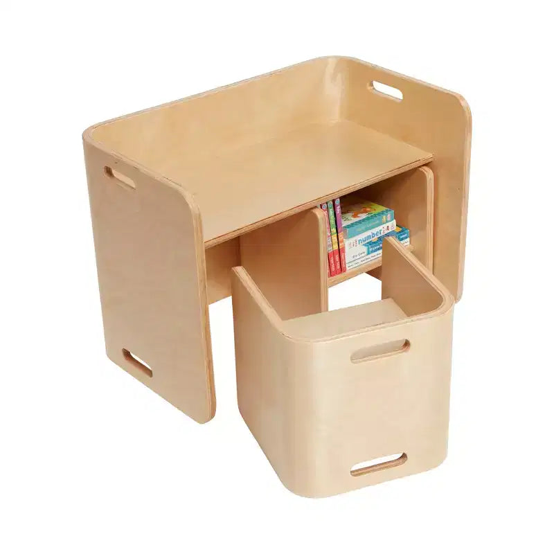 Tavolo e sedie rotondi per bambini in legno naturale, set da 3 pezzi, 2 posti a sedere