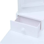 Set Tavolo da trucco e sgabello bianchi per bambini con specchio e contenitore, 1 posto