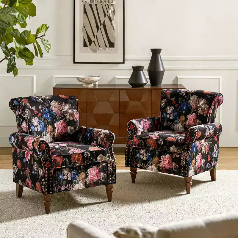 Poltrona a pozzetto con rifiniture borchiate, vari colori, set da 2, 1 posto