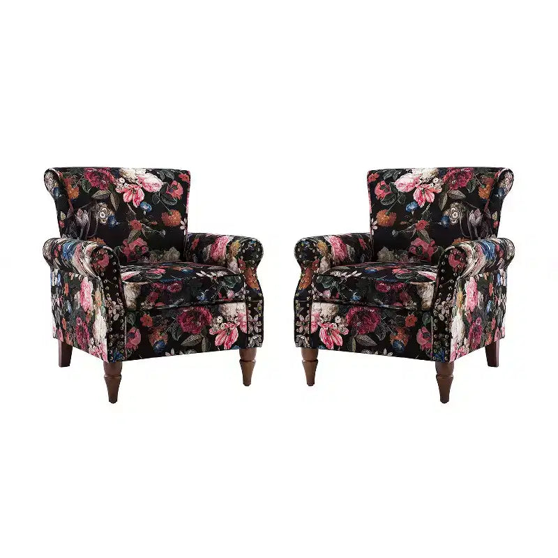 Poltrona a pozzetto con rifiniture borchiate, vari colori, set da 2, 1 posto