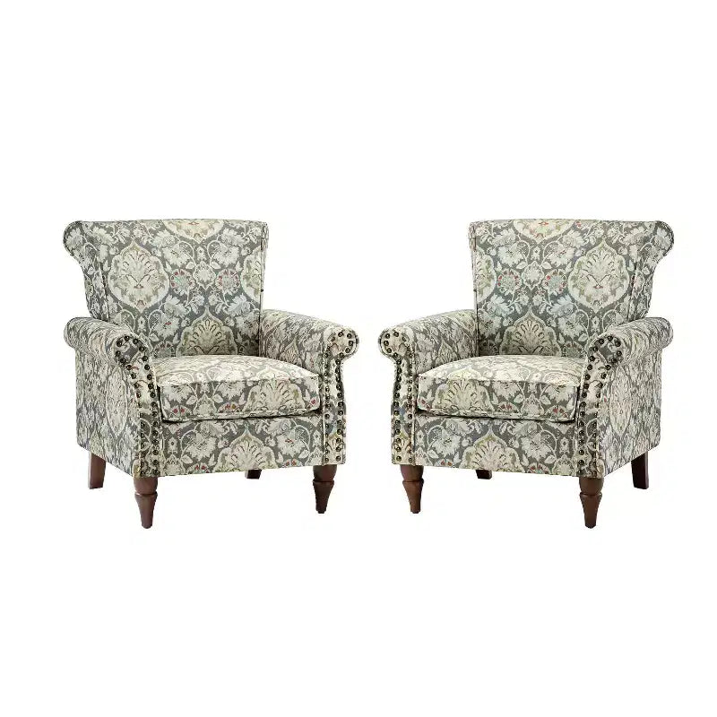 Poltrona a pozzetto con rifiniture borchiate, vari colori, set da 2, 1 posto